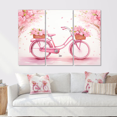Candy Cruise Pink Bicycle I - Bicycle Wall Art Print Set