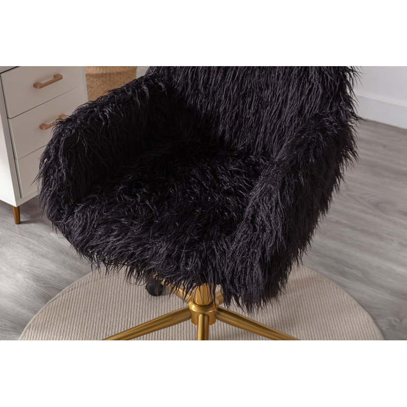 Faux Fur Task Chair, Black