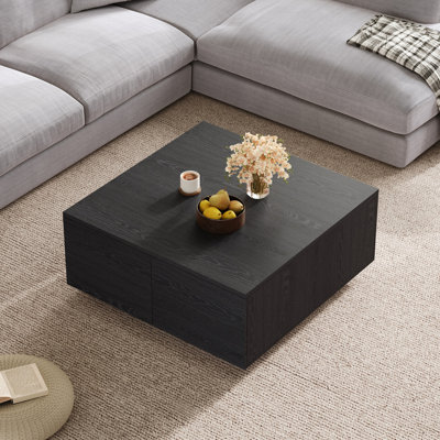 Table basse carrée en bois avec 4 tiroirs