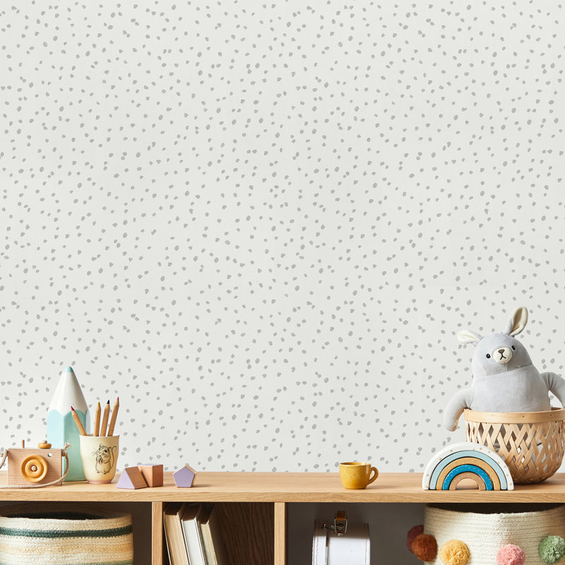 Papier peint à pois confettis dessinés à la main, Gris