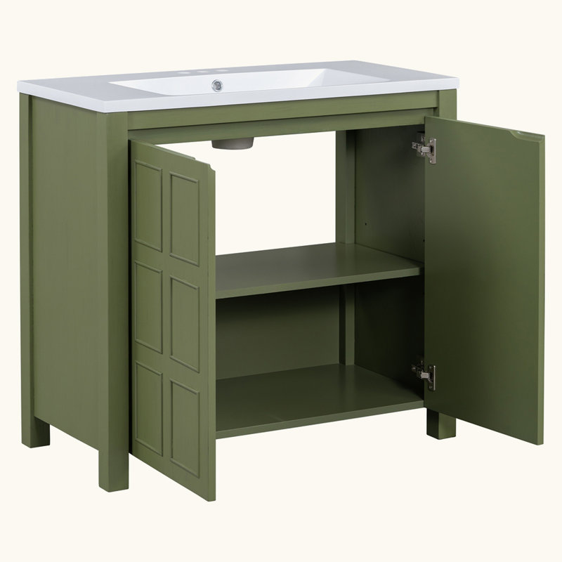 Organisateur de meuble-lavabo avec lavabo Retro, Vert