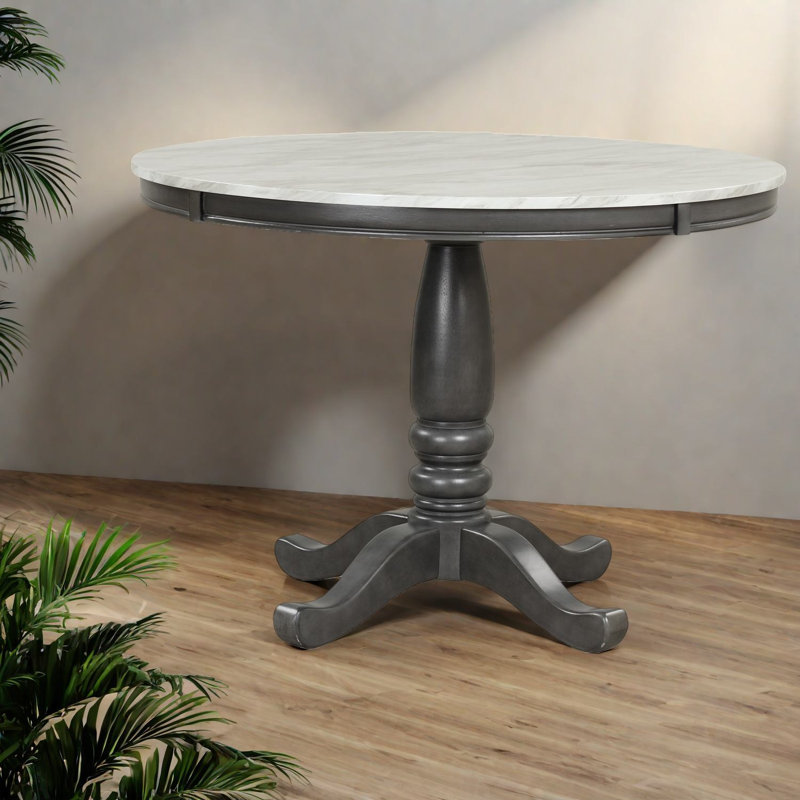Table de salle à manger moderne en bois massif, finition de style marbre pour la cuisine