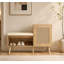 Banc de rangement pour chaussures 2 en 1 avec coussin amovible, tablettes réglables et armoire fermée pour le vestibule