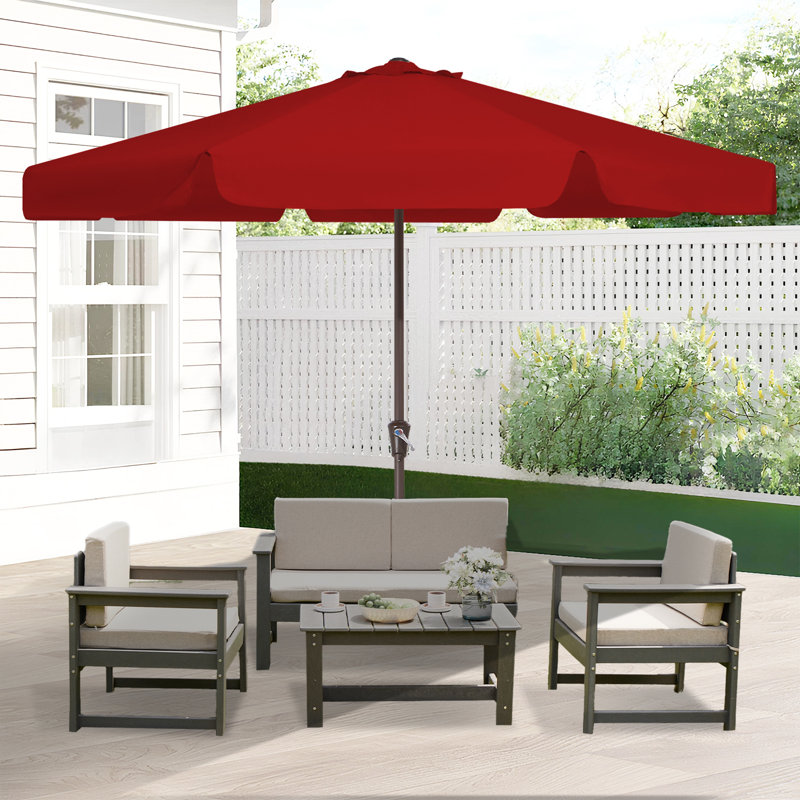 Parasol de marché pour patio extérieur, Rouge, H 99,6 po x l 132 po x P 132 po