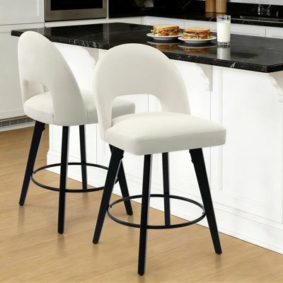 Tabouret de bar et de comptoir pivotant 26 po avec structure en bois massif