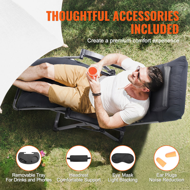 Zero Gravity Chair Zero Gravity Recliner Lounge Chair Indoor & Outdoor, 38" H x 25" W x 6" D, Black