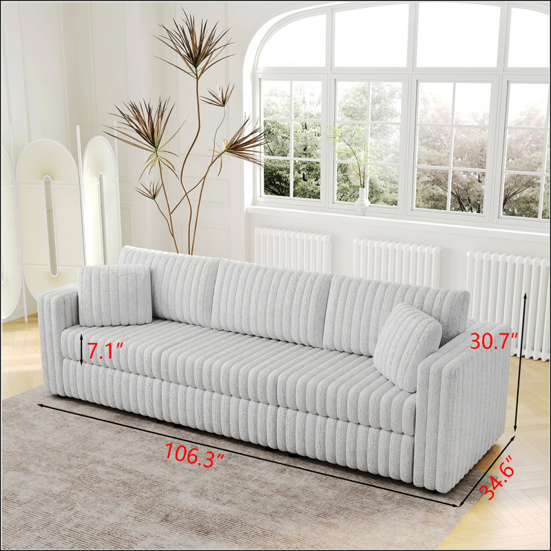 Canapé modulaire souple 106,3 po pour 3 personnes, Gris clair