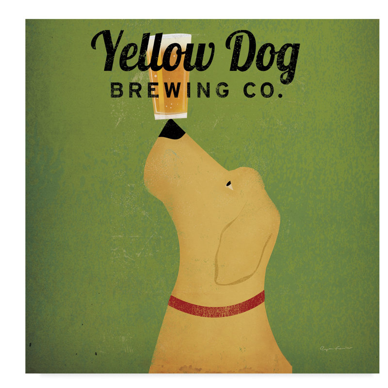 « yellow dog brassing co square », reproduction d’impression sur toile tendue, H 24 po x l 24 po x P 2 po