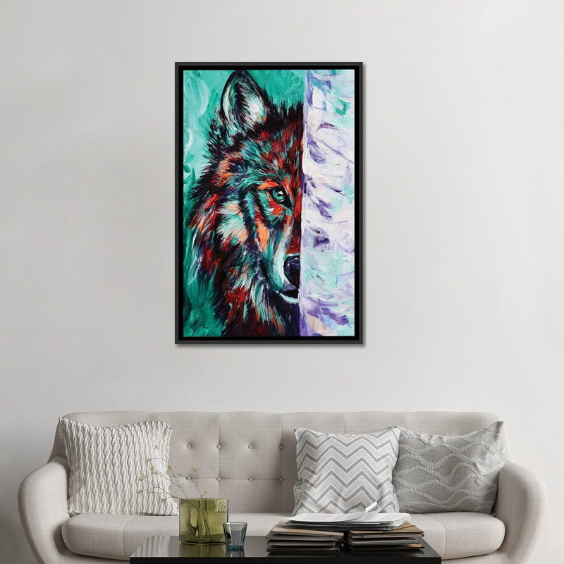 " Wolf " by Lindsey Dahl, No Matte, Black Framed Canvas, 26" H x 18" W x 1.5" D