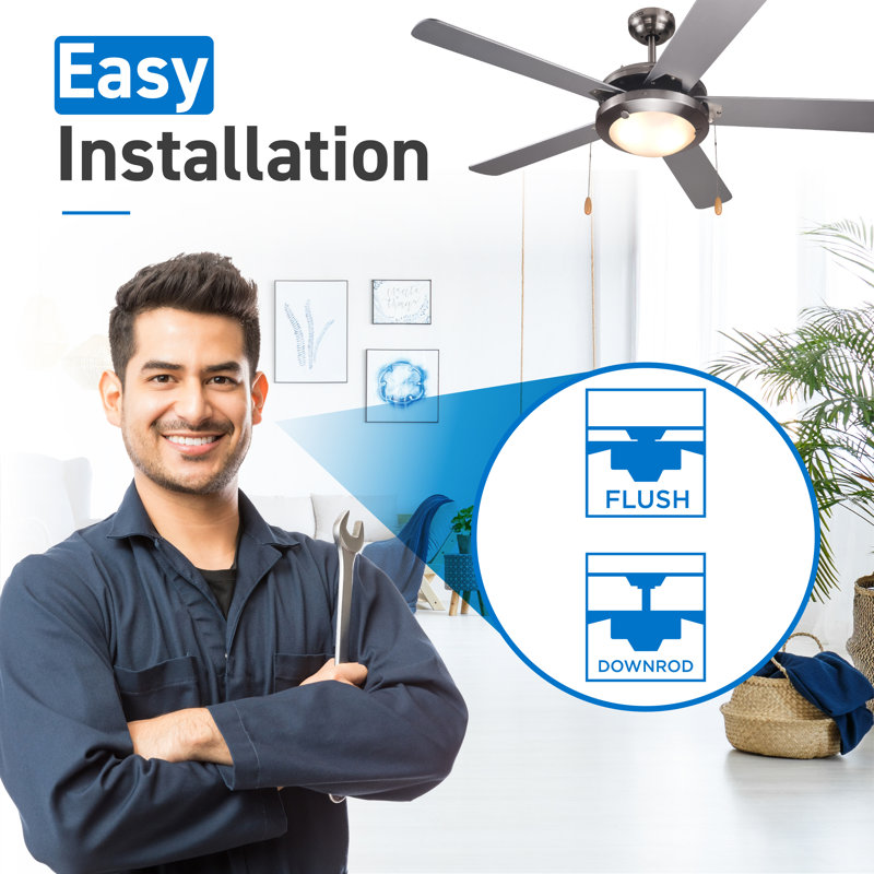 Silver 52" Modern Ceiling Fan with LED Light and 5 Blades