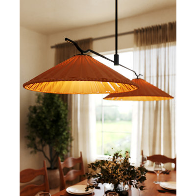 Chetopa 50-in Black Linear Pendant with Natural Rattan Shades