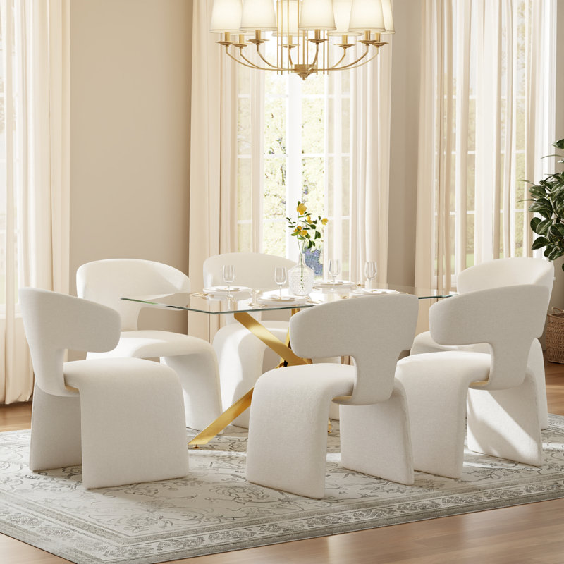 Ensemble de salle à manger Hoggan, 7 Pieces: Table, 6 Chairs, 29.5" H x 51" W x 29.5" D, Gold