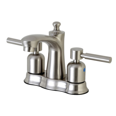 Robinet de salle de bain central à 4 poignées à 3 trous à fixation sur le comptoir avec robinet escamotable en plastique Kingston Brass