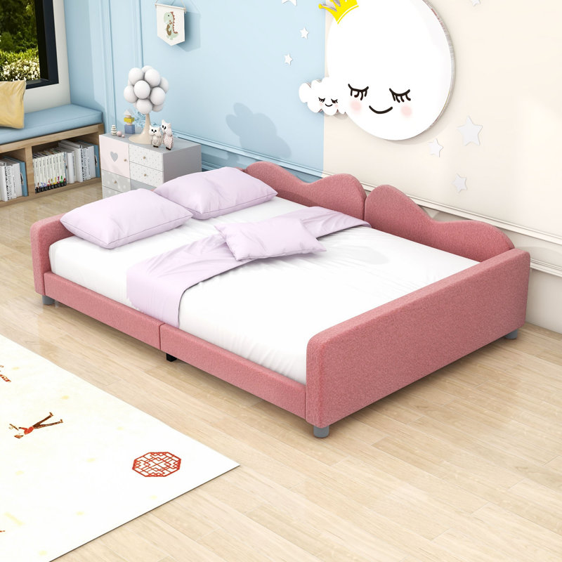 Upholstered Daybed with Sherpa Fabric, Full / Double, Pink