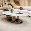 Table basse sculpturale en acier inoxydable à base de marbre, durable et élégante pour les salons modernes-121044533