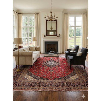 One-of-a-Kind 9'8" X 13'3" 1980s Wool Area Rug in Red