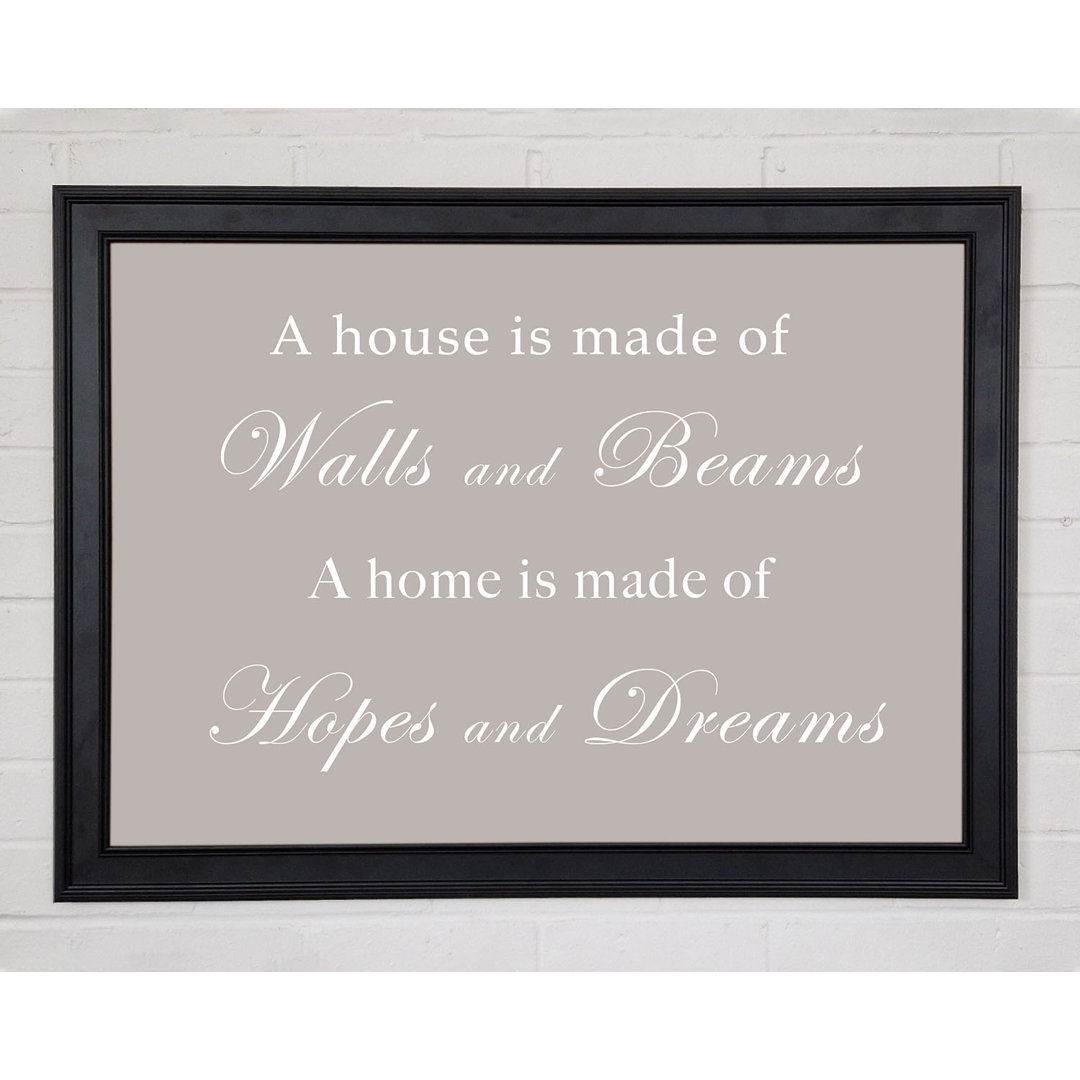 Gerahmtes Poster Home Quote Walls N Beams Hopes N Dreams in Beige