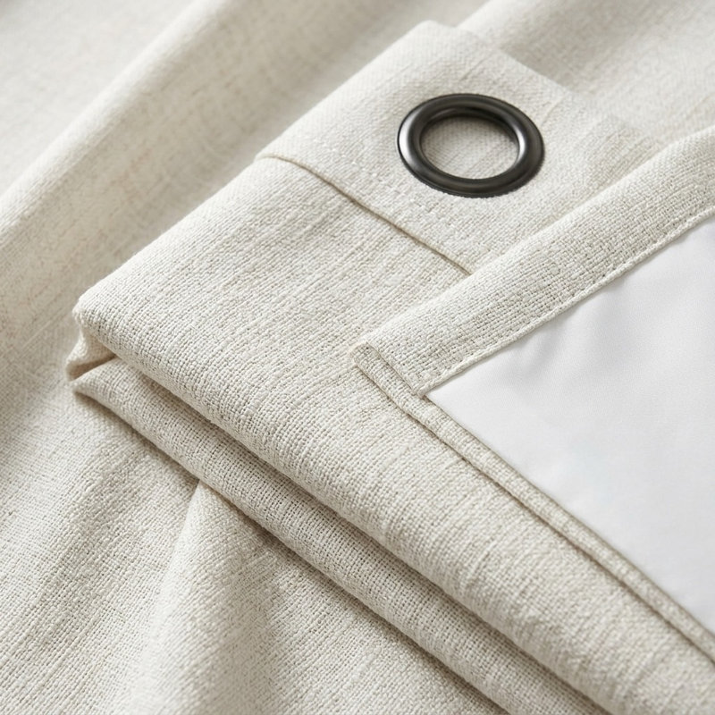 Linen Look 100% Blackout Patio Curtain, Anti-Rust Grommet Extra Wide Sliding Door Panel 100x84, Ivory