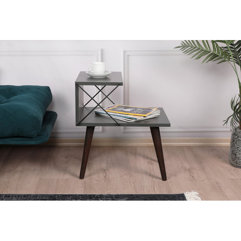 Table de chevet rectangulaire 22 po 2 niveaux, Gris anthracite