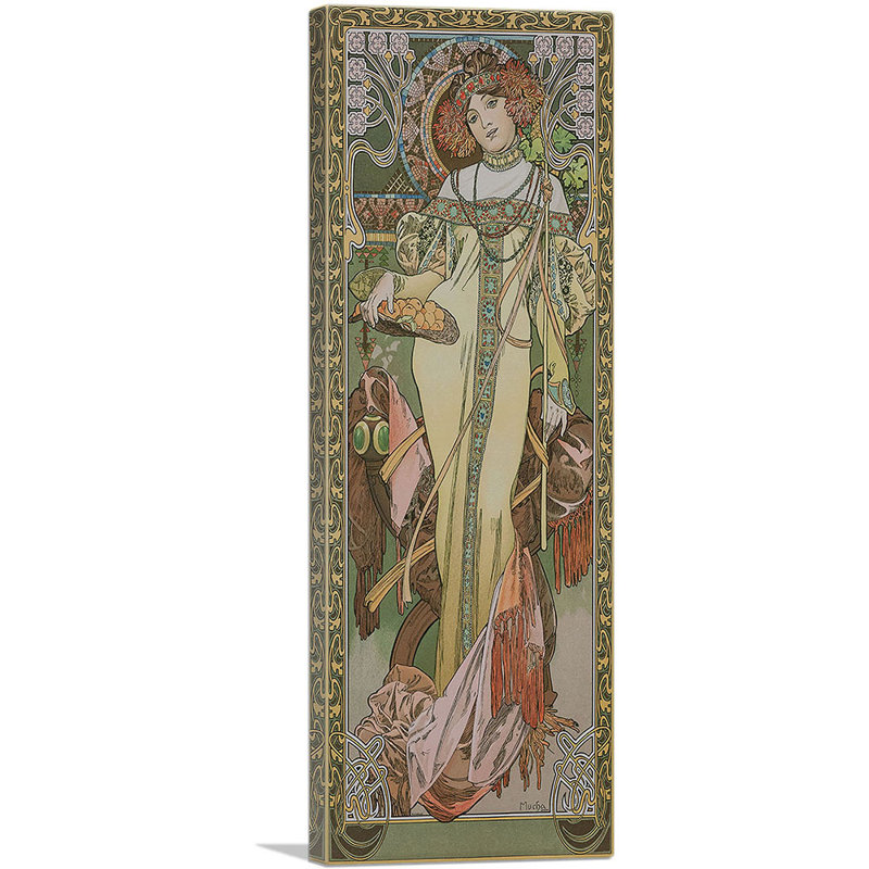 Autumne 1900 par Alphonse Mucha, reproduction d'art graphique sur toile tendue, H 36 po x l 12 po x P 1,5 po