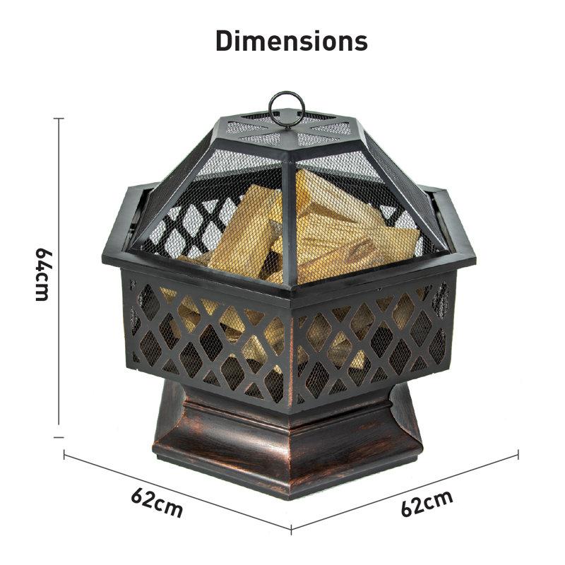 Auzenne Hexagon Iron Wood Burning Fire Pit