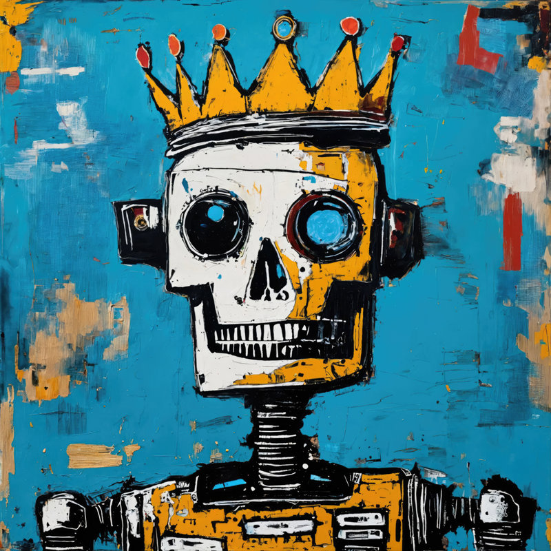 Robot 4-Hommage-Basquiat, estampe numérique sur toile tendue avec châssis, H 24 po x l 24 po