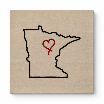 Love Minnesota State Outline — Square Canvas Wall Art