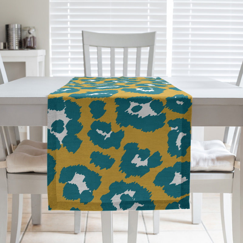 Animal Print Table Runner, 72" x 16", Gold/White/Black