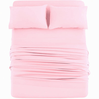 Pink Paradise Jersey Cotton Sheet Set - Luxury Heather T-Shirt Sheets for All Season Bedding. Soft, Comfortable, Deep Pocket 4Pc Set.