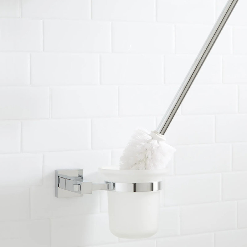 Brosse de toilette et support mural en métal de la collection Albury