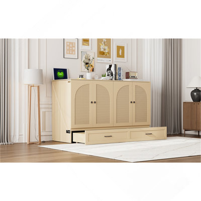 Queen Size Murphy Bed with Large Drawers