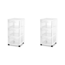 Sterilite 3-Drawer Storage Cart, Clear with Black Frame (4-Pack)