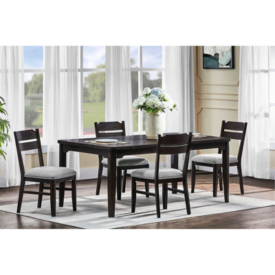 6pc, Contemporary, Rectangular, Dark Oak, Dining , Upholstered Furniture, Seats 6, Modern Room Contemporary Fashion, Oak Finish, Chair And Bench, Occasions