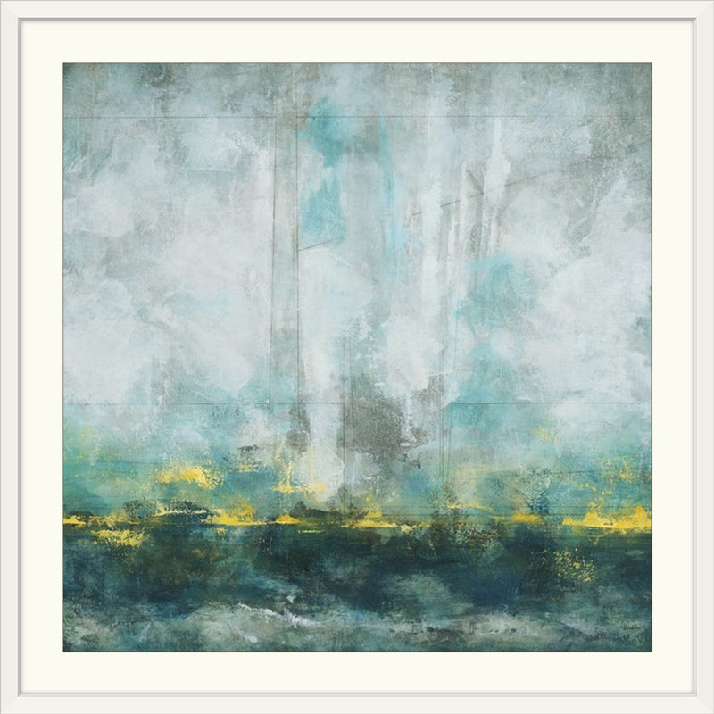 «Aqua Blu» par Silvio, reproduction d'art, Cadre blanc, H 38 po x l 38 po x P 1 po