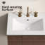 Lavabo vasque de salle de bain de 24 pouces, comptoir en céramique pour meuble-lavabo sans drain pratique pour ranger des objets personnels - blanc brillant - 3 trous