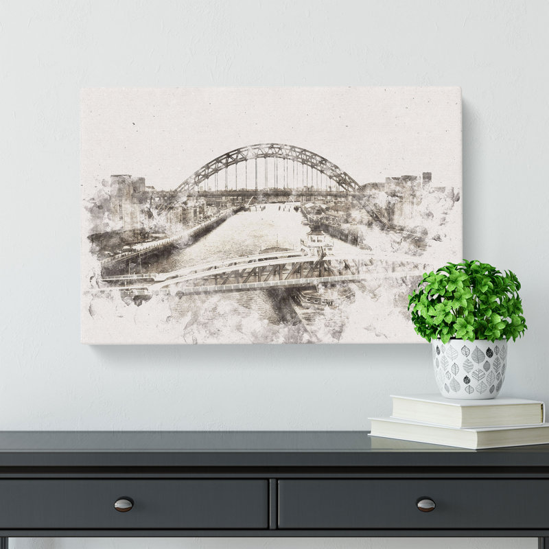 Tyne Bridge Linking Newcastle - Wrapped Canvas, 40cm H x 60cm W x 3cm D