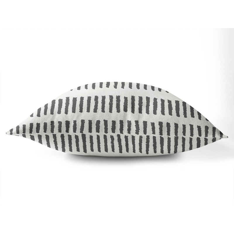 Coussin décoratif lignes d'escrime, Ivoire / rayures gris anthracite, H 26 po x l 26 po