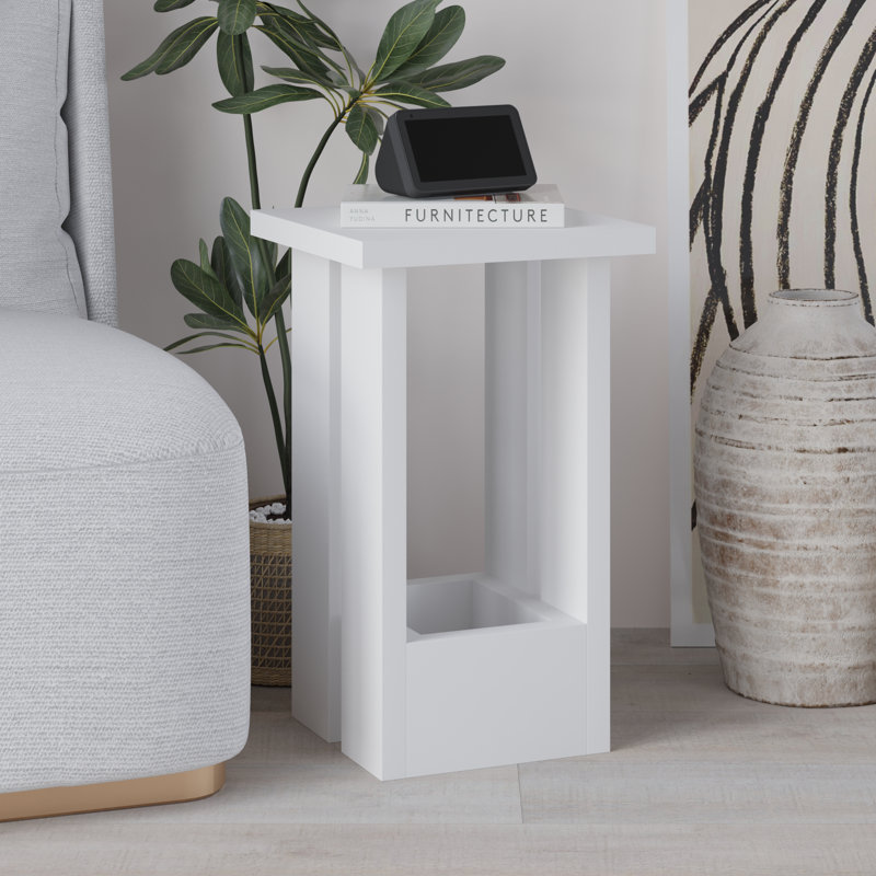 Paizlei Modern Small Minimalist Bedside Table, White