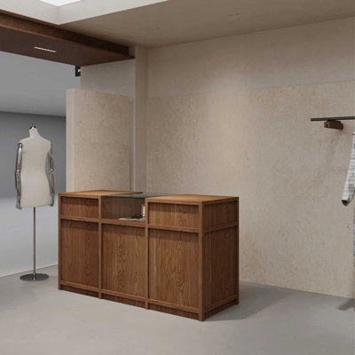 Mid-Century Modern Rectangular Manufactured Wood Reception Desk