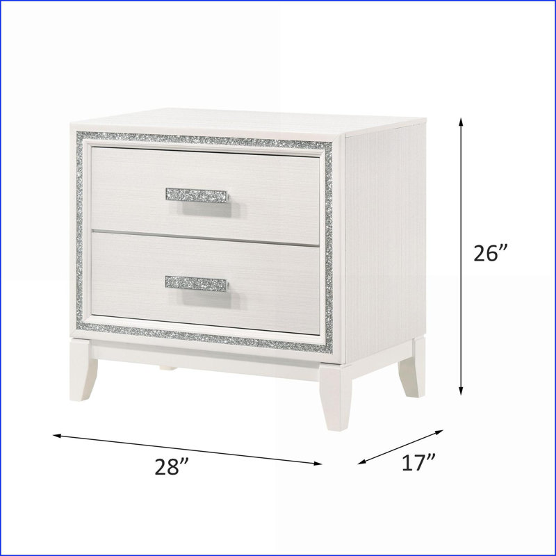 Table de chevet 2 tiroirs Haiden, Blanc