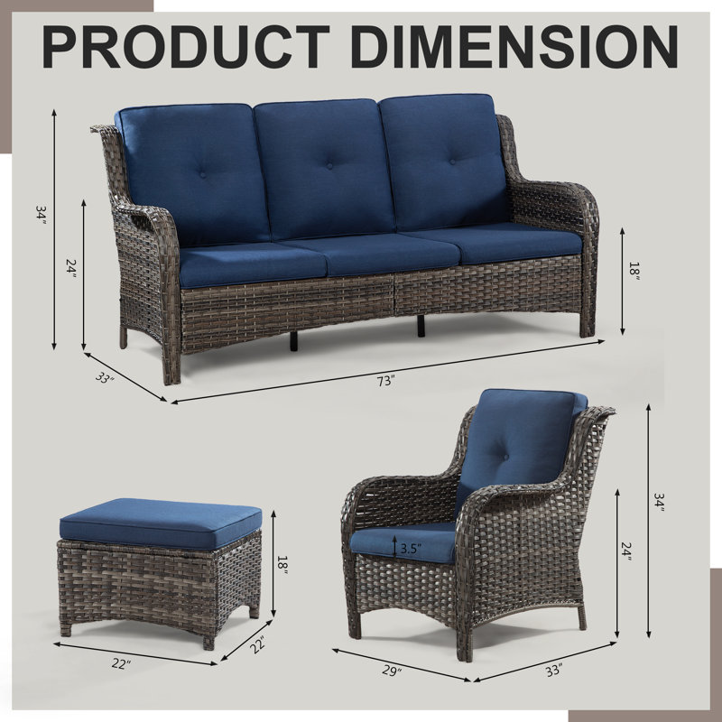 Anahit 6-Piece Outdoor Sofa Seating Group with Cushions, Navy