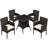 4-Person Patio HDPE Rattan Dining Set with Umbrella Hole