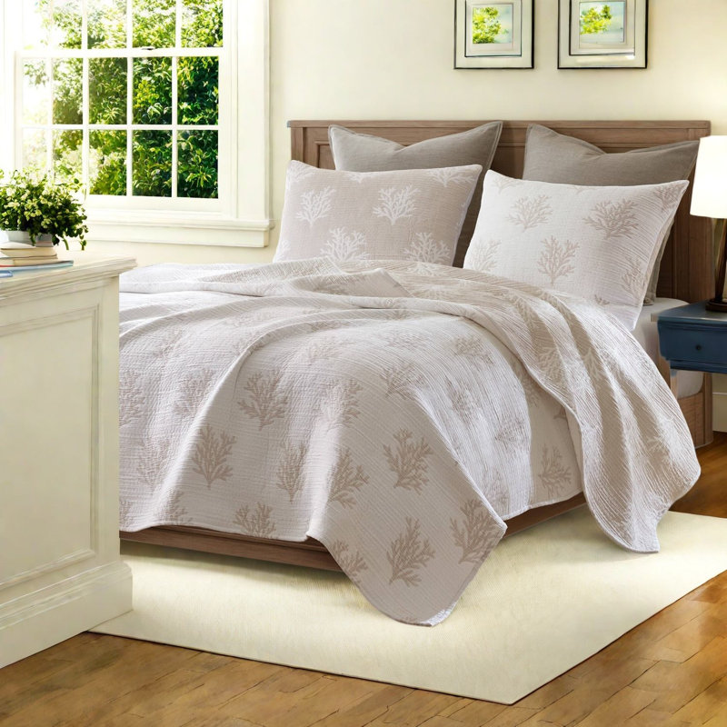 Cotton Blend Floral Quilt Set