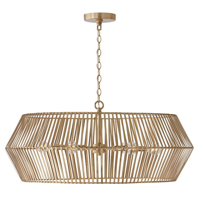 Kaiya 6 - Light Dimmable Cage Chandelier, Matte Brass