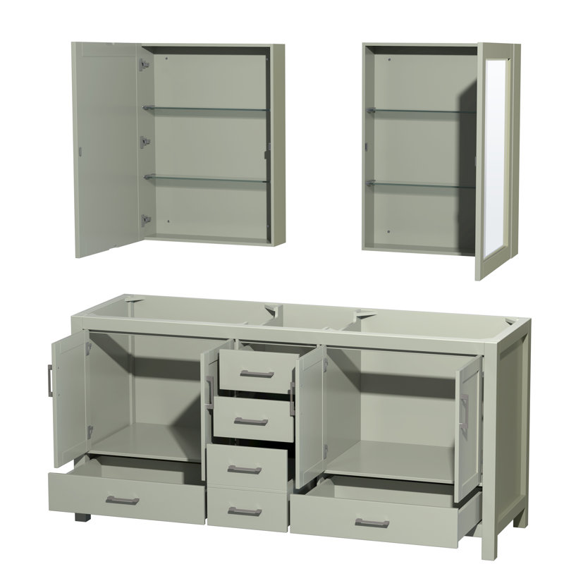 Sheffield 71" Double Bathroom Vanity Base Only, Light Green