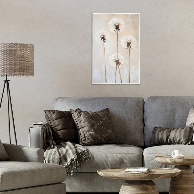 Illustration de plaque de pissenlit neutre, par Petal Prints Design, H 19 po x l 13 po