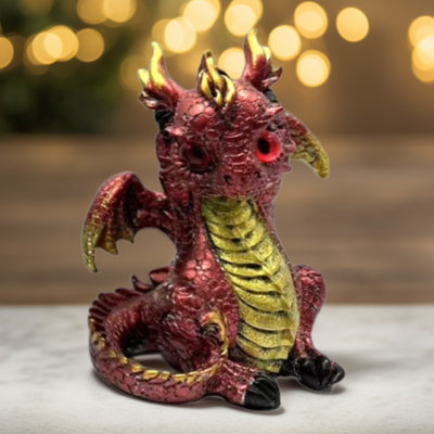 5.5"H Red Dragon no Hear Figurine