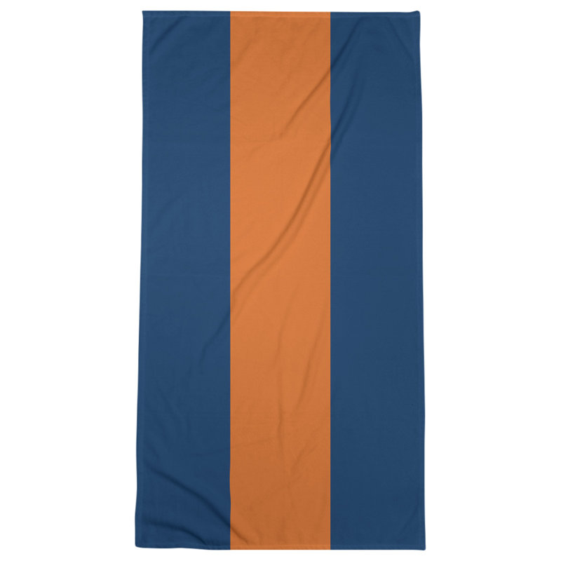 Bath Towel, Navy/Orange/Navy, Microfiber