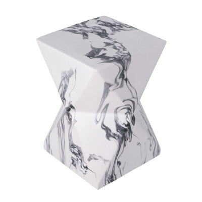 Eos 18.5"H Modern Geometric MGO Side Table with Faux Marble Finish