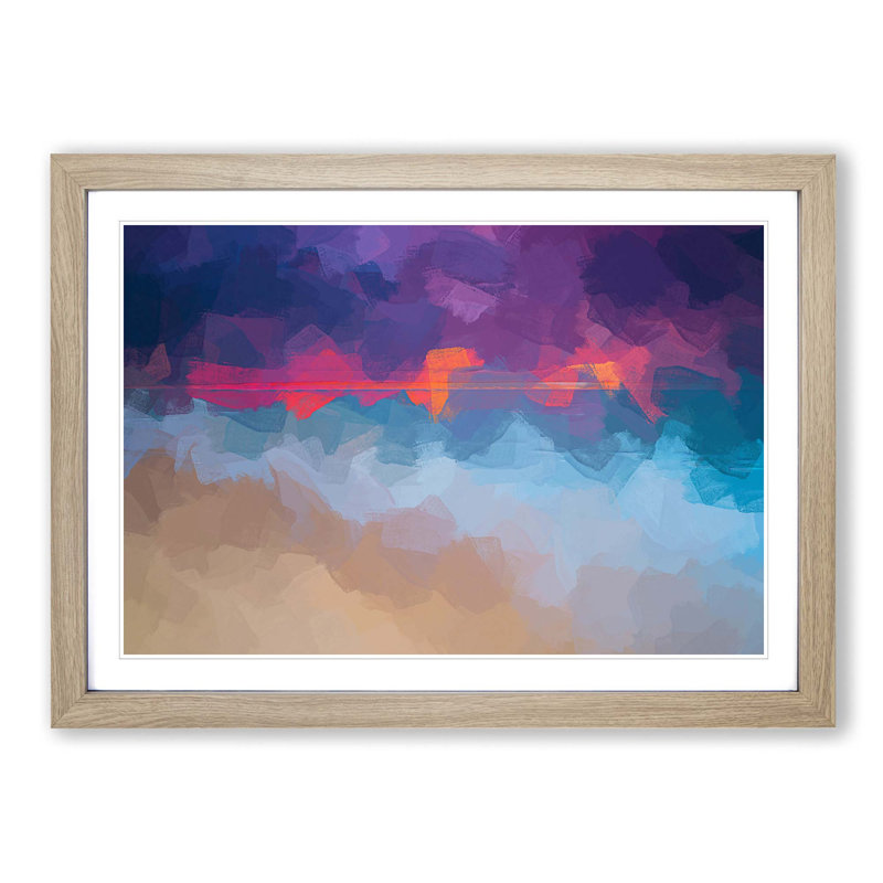 Pink Sunset - Picture Frame Graphic Art Print, Oak, 35cm H x 50cm W x 2cm D